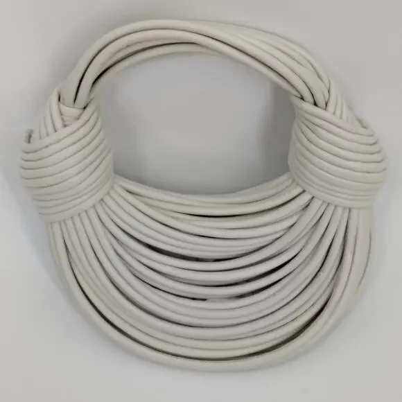 Tiffany & Fred Smooth Leather String Cord Knot Statement White Shoulder Bag - Picture 2 of 16